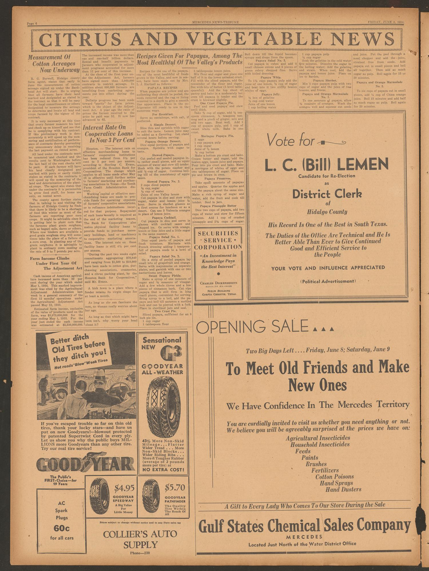 Mercedes News-Tribune (Mercedes, Tex.), Vol. 21, No. 22, Ed. 1 Friday, June 8, 1934
                                                
                                                    [Sequence #]: 6 of 8
                                                