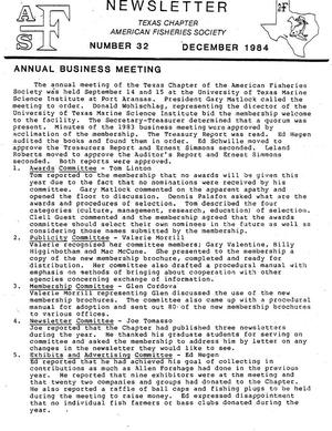 Primary view of object titled 'The Newsletter of the Texas Chapter of the American Fisheries Society, Number 32, December 1984'.