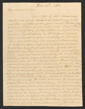 Primary view of [Letter from Elizabeth Upshur Teackle to her daughter, Elizabeth Ann Upshur Teackle, December 23, 1816]