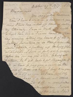 Primary view of [Letter from Elizabeth Upshur Teackle to her sister, Ann Uphsur Eyre, October 27, 1817]