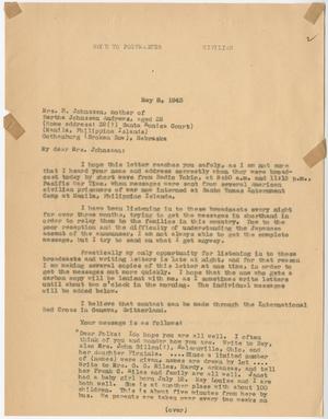 Primary view of object titled '[Letter from Cecelia McKie to Nora Johnssen - May 8, 1943]'.