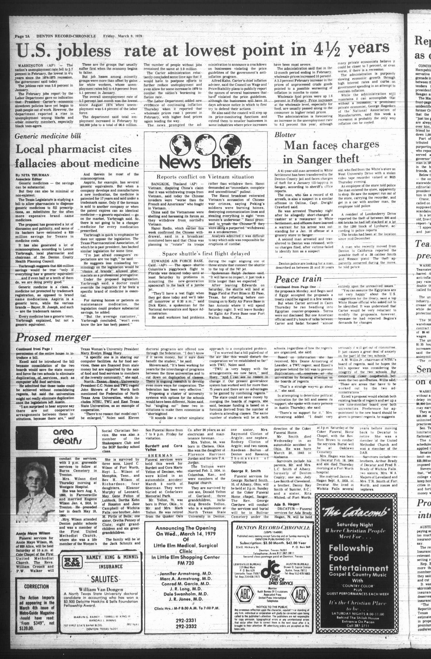 Denton Record-Chronicle (Denton, Tex.), Vol. 76, No. 188, Ed. 1 Friday, March 9, 1979
                                                
                                                    [Sequence #]: 2 of 28
                                                