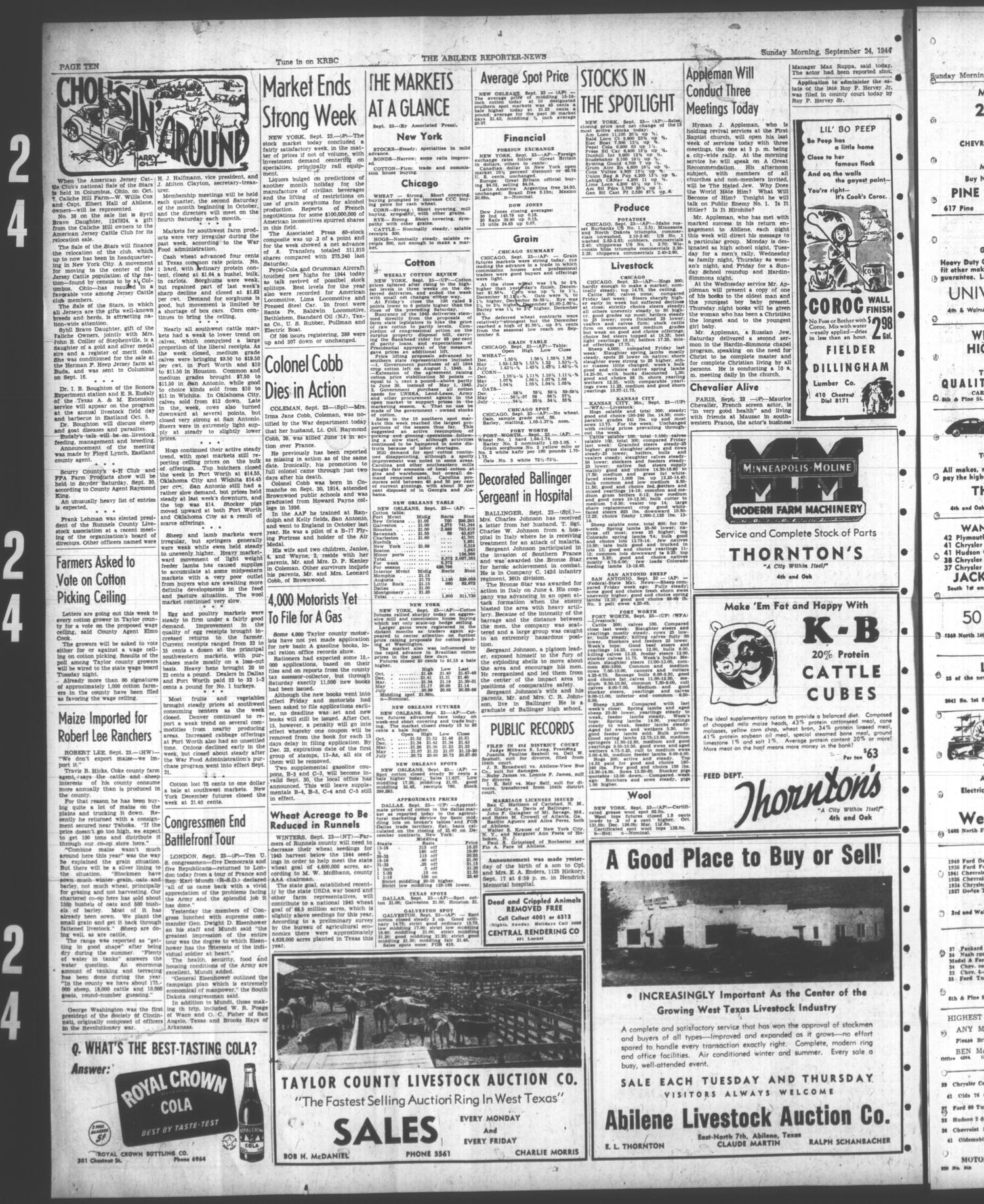 The Abilene Reporter-News (Abilene, Tex.), Vol. 64, No. 98, Ed. 1 Sunday, September 24, 1944
                                                
                                                    [Sequence #]: 10 of 34
                                                
