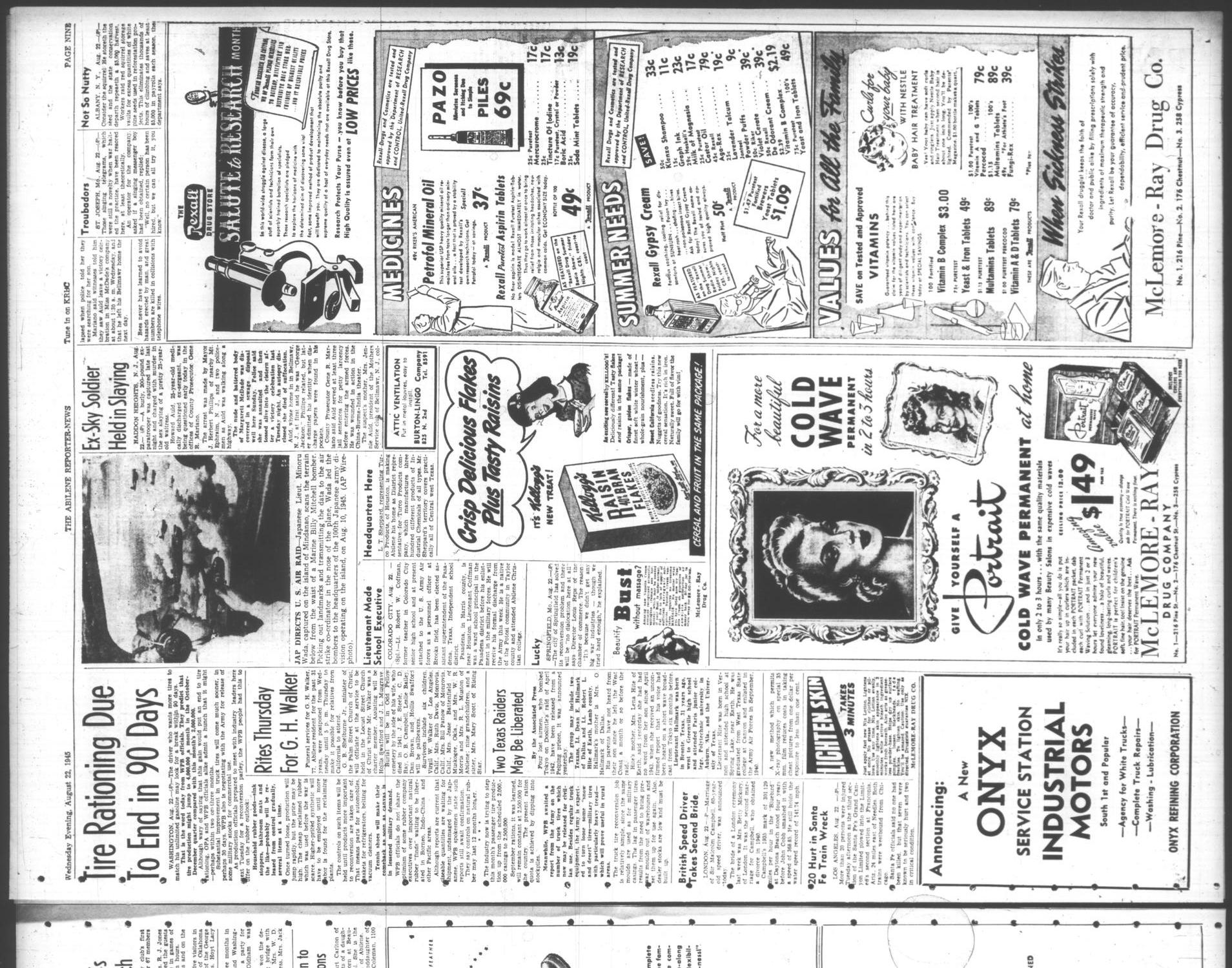The Abilene Reporter-News (Abilene, Tex.), Vol. 65, No. 65, Ed. 2 Wednesday, August 22, 1945
                                                
                                                    [Sequence #]: 9 of 14
                                                