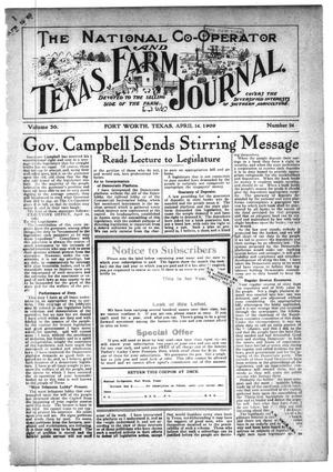 Primary view of object titled 'The National Co-operator and Texas Farm Journal. (Fort Worth, Tex.), Vol. 30, No. 24, Ed. 1 Wednesday, April 14, 1909'.
