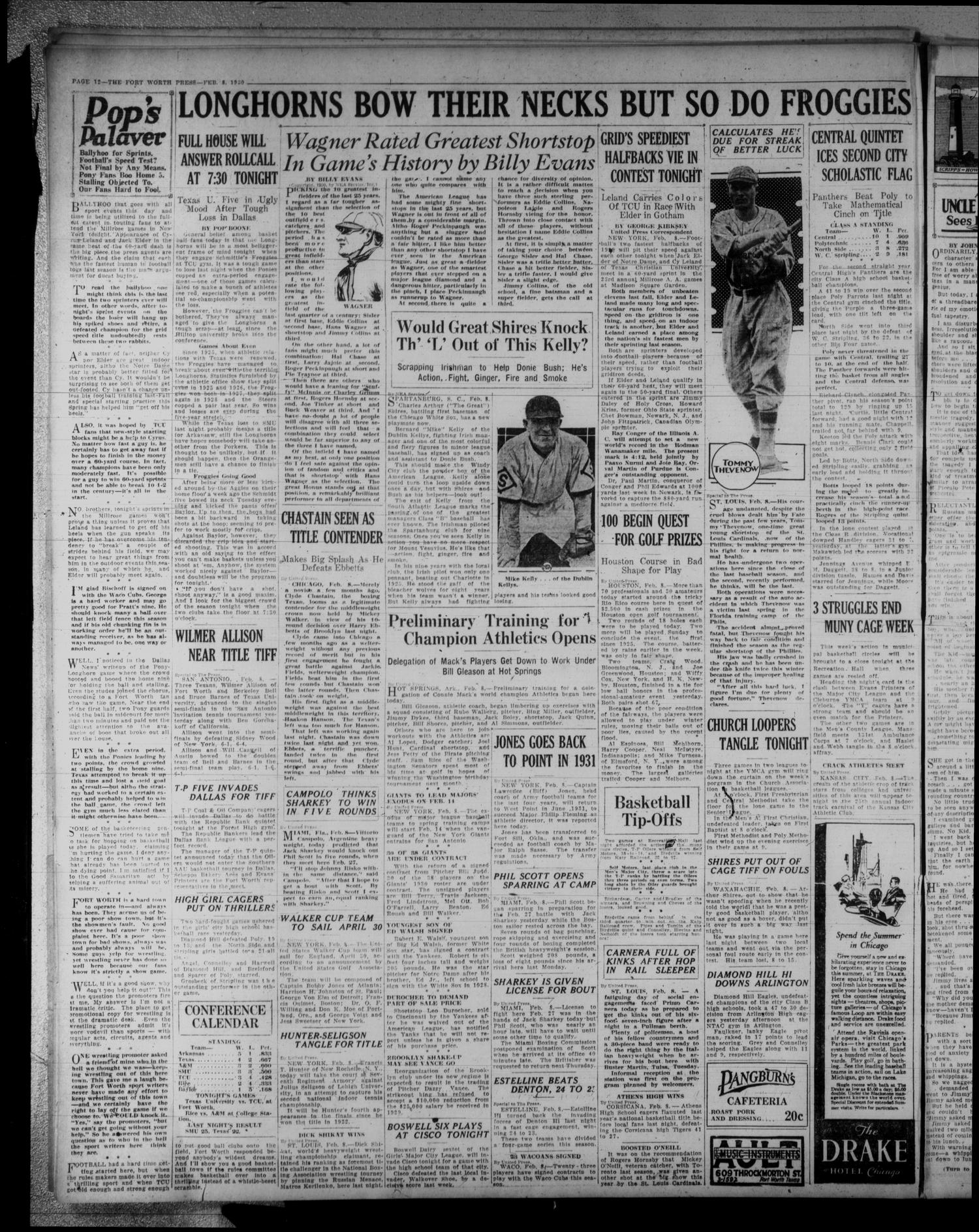The Fort Worth Press (Fort Worth, Tex.), Vol. 9, No. 112, Ed. 1 Saturday, February 8, 1930
                                                
                                                    [Sequence #]: 12 of 12
                                                