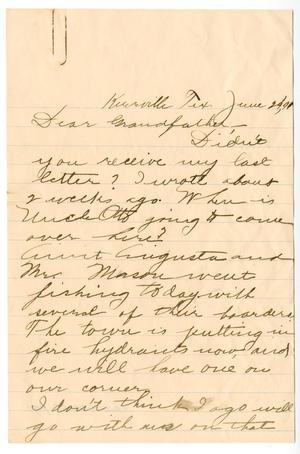 Primary view of object titled '[Letter from Chester W. Nimitz to his Grandfather, June 24, 1899]'.