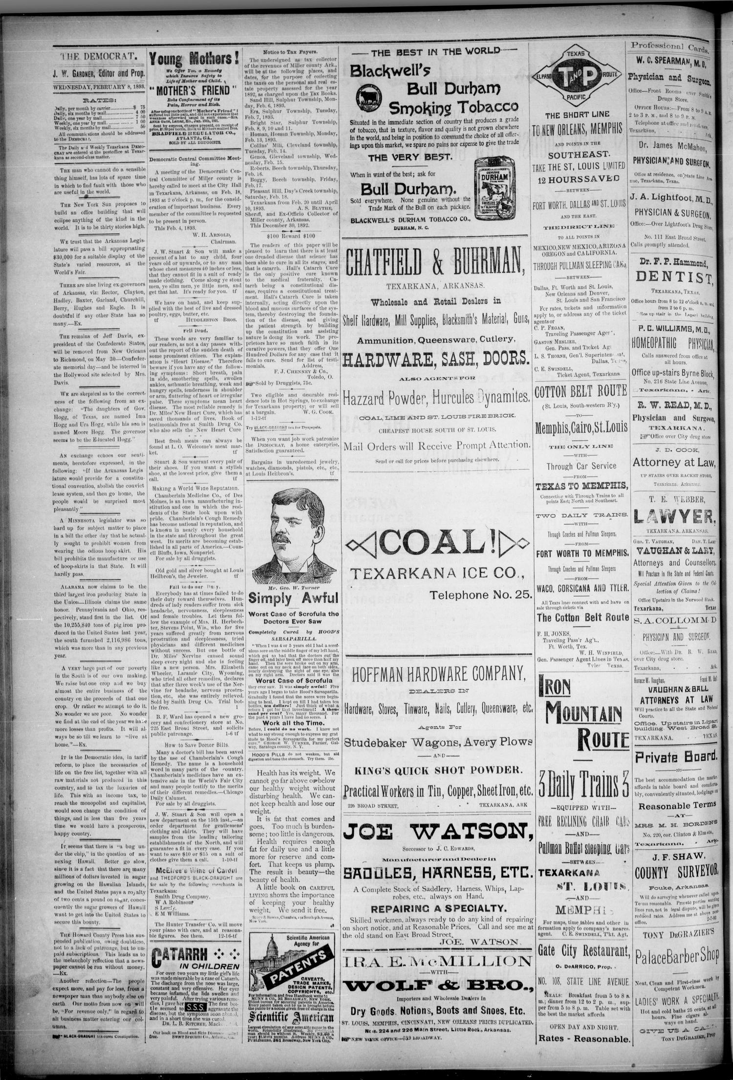 Texarkana Daily Democrat. (Texarkana, Ark.), Vol. 9, No. 157, Ed. 1 Wednesday, February 8, 1893
                                                
                                                    [Sequence #]: 2 of 4
                                                