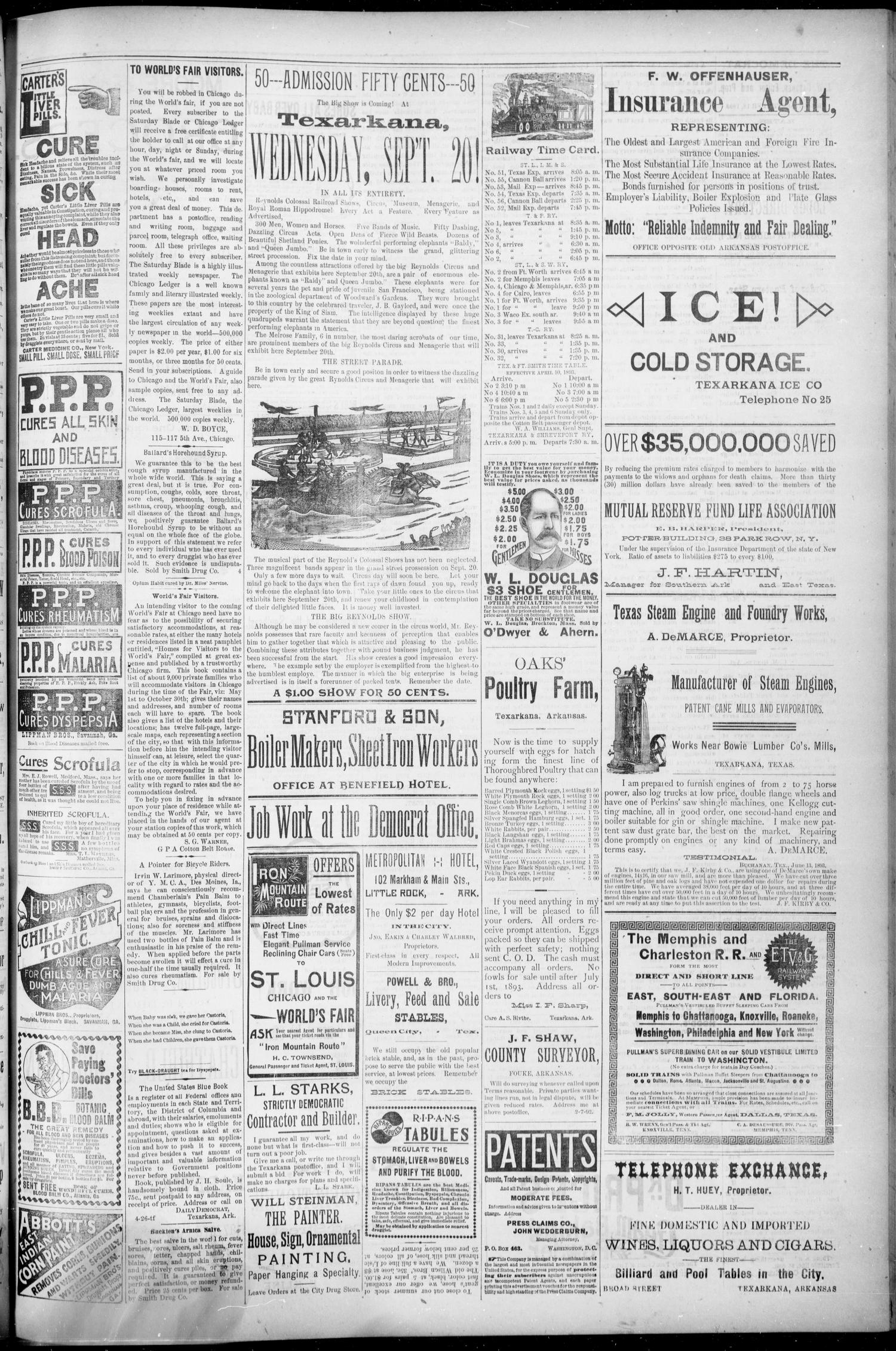 Daily Texarkana Democrat. (Texarkana, Ark.), Vol. 10, No. 36, Ed. 1 Monday, September 18, 1893
                                                
                                                    [Sequence #]: 3 of 4
                                                