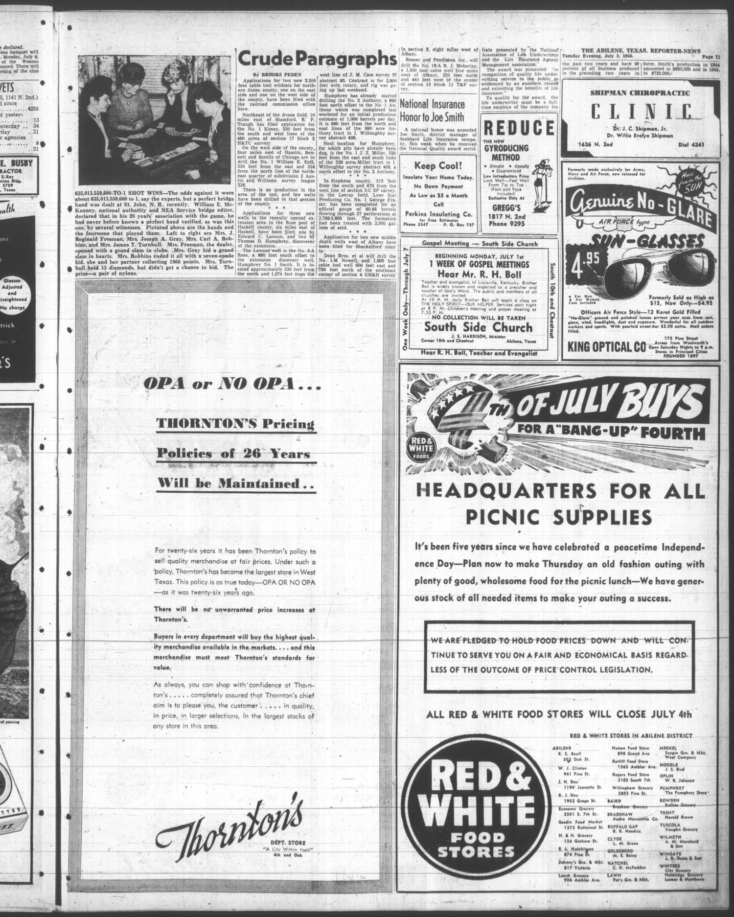 The Abilene Reporter-News (Abilene, Tex.), Vol. 66, No. 15, Ed. 2 Tuesday, July 2, 1946
                                                
                                                    [Sequence #]: 11 of 18
                                                