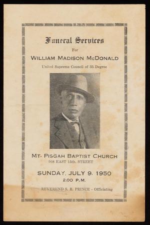 Primary view of object titled '[Funeral Program for William Madison McDonald, July 9, 1950]'.