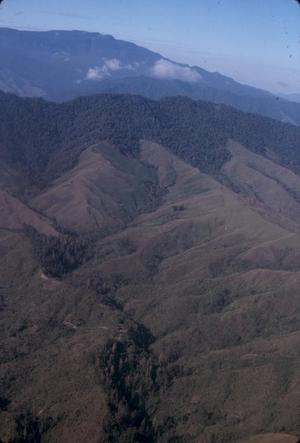 [Aerial image of forested mountains in Papua New Guinea]