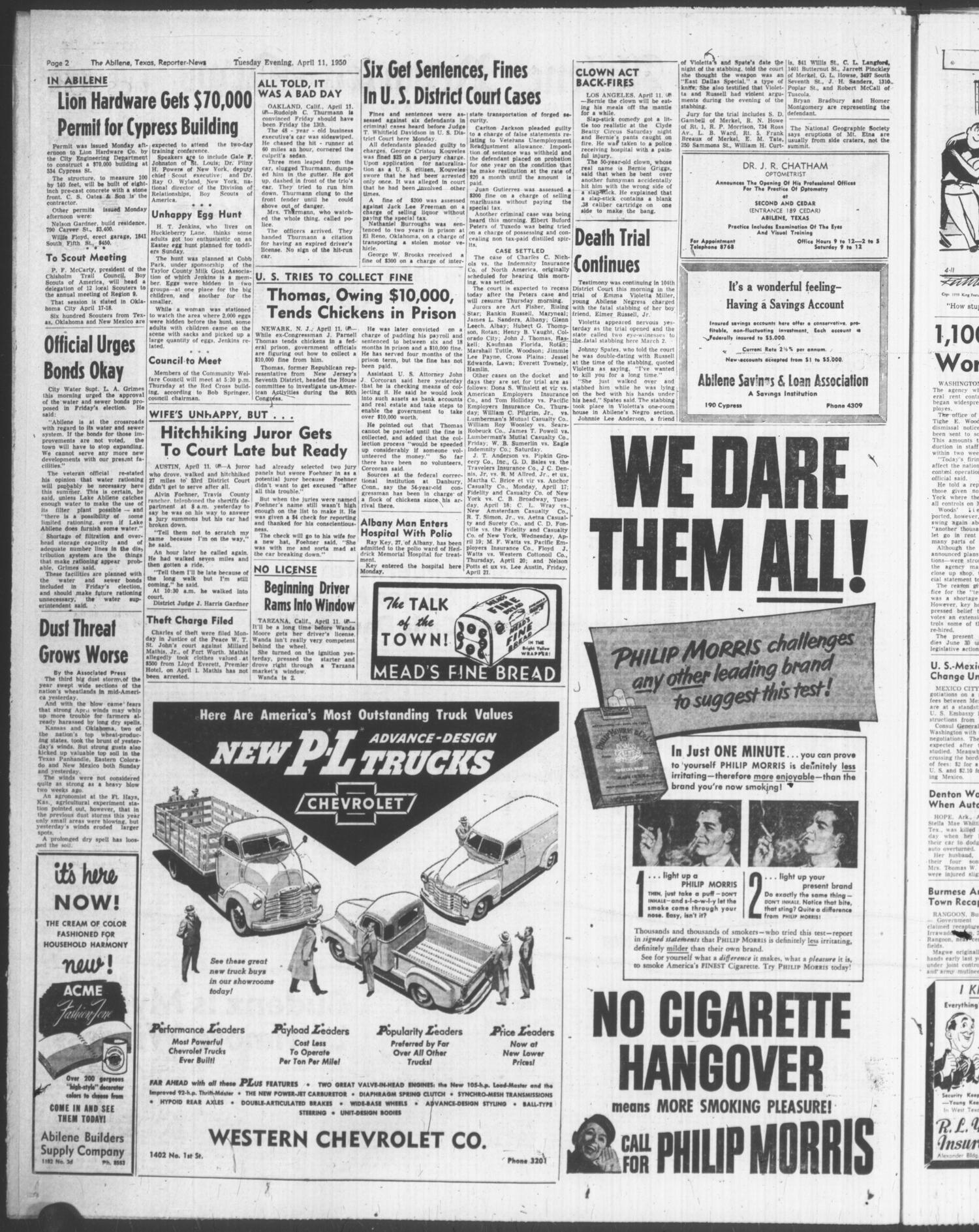 The Abilene Reporter-News (Abilene, Tex.), Vol. 69, No. 326, Ed. 2 Tuesday, April 11, 1950
                                                
                                                    [Sequence #]: 2 of 42
                                                