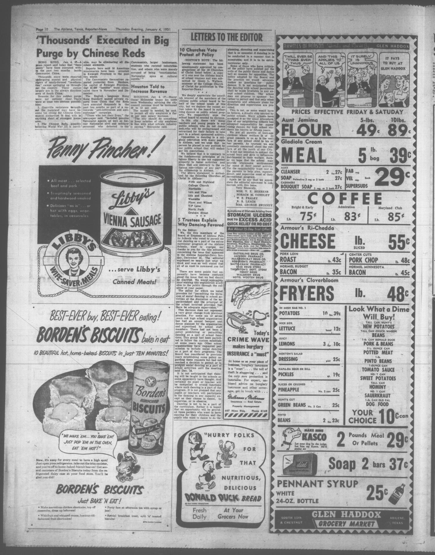 The Abilene Reporter-News (Abilene, Tex.), Vol. 70, No. 193, Ed. 2 Thursday, January 4, 1951
                                                
                                                    [Sequence #]: 14 of 24
                                                
