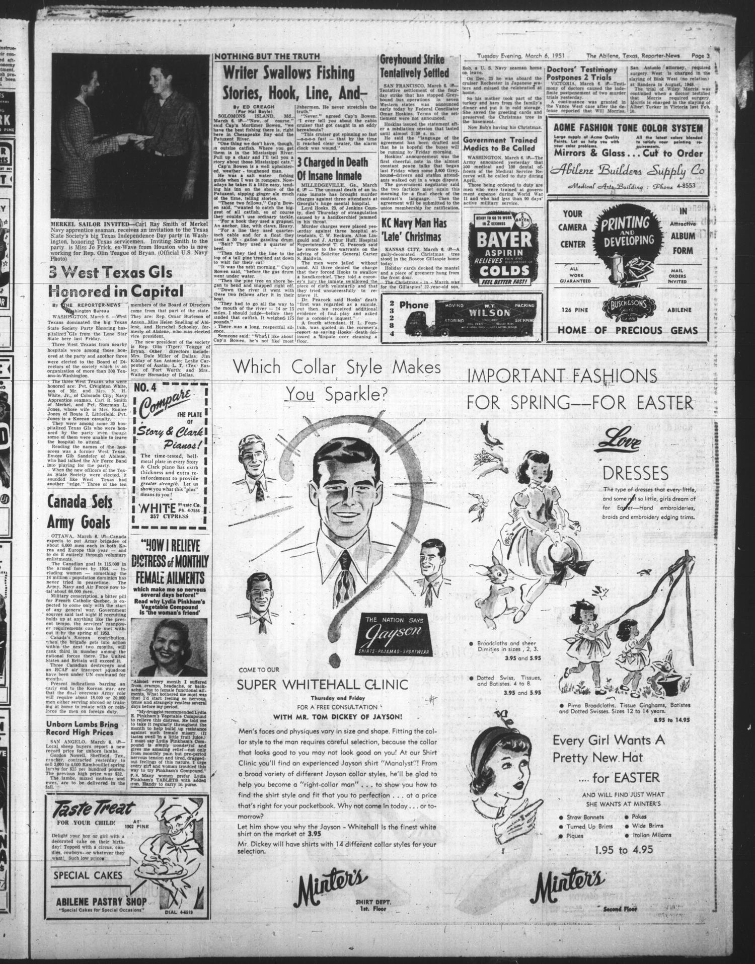 The Abilene Reporter-News (Abilene, Tex.), Vol. 70, No. 259, Ed. 2 Tuesday, March 6, 1951
                                                
                                                    [Sequence #]: 3 of 20
                                                