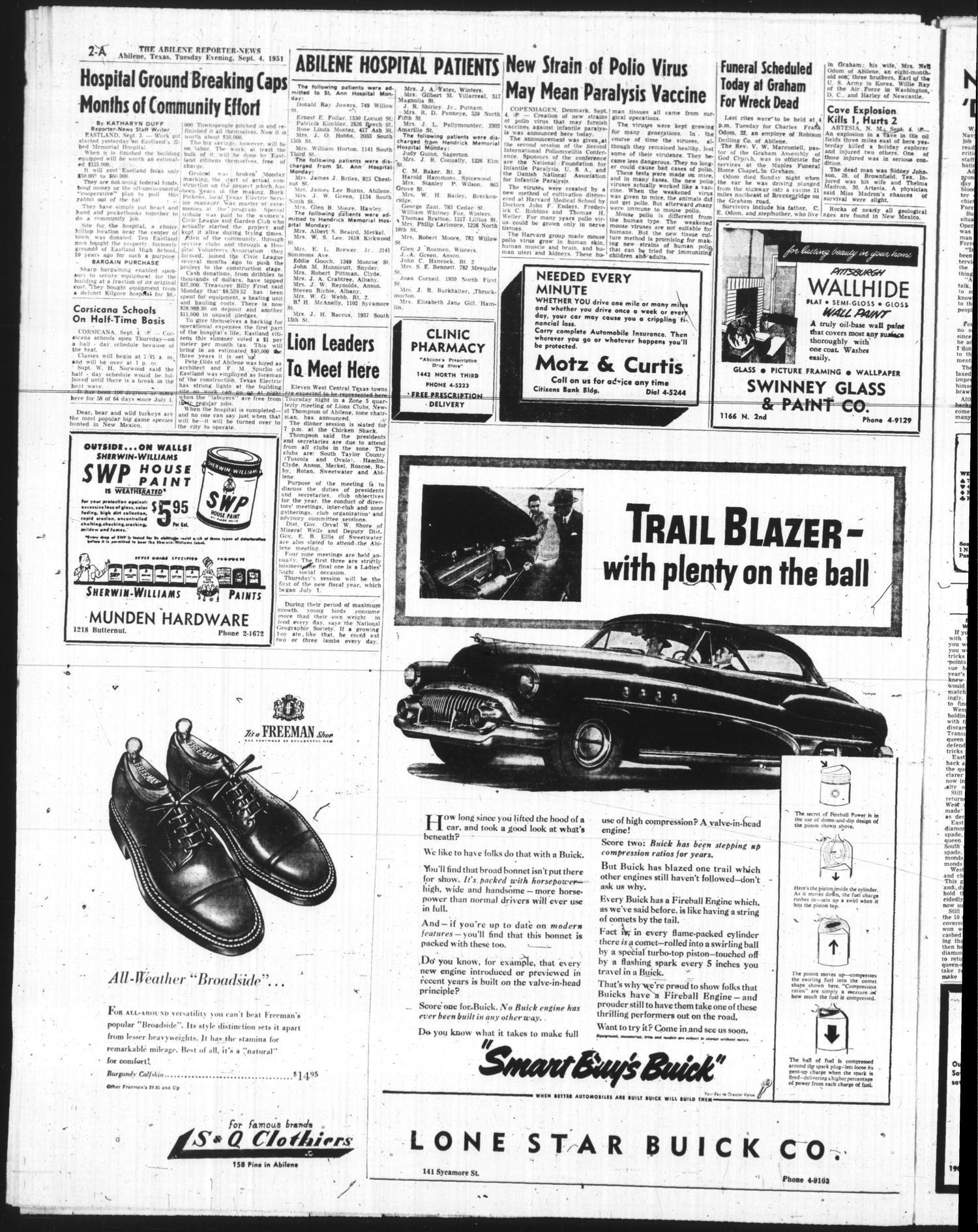 The Abilene Reporter-News (Abilene, Tex.), Vol. 71, No. 77, Ed. 2 Tuesday, September 4, 1951
                                                
                                                    [Sequence #]: 2 of 22
                                                