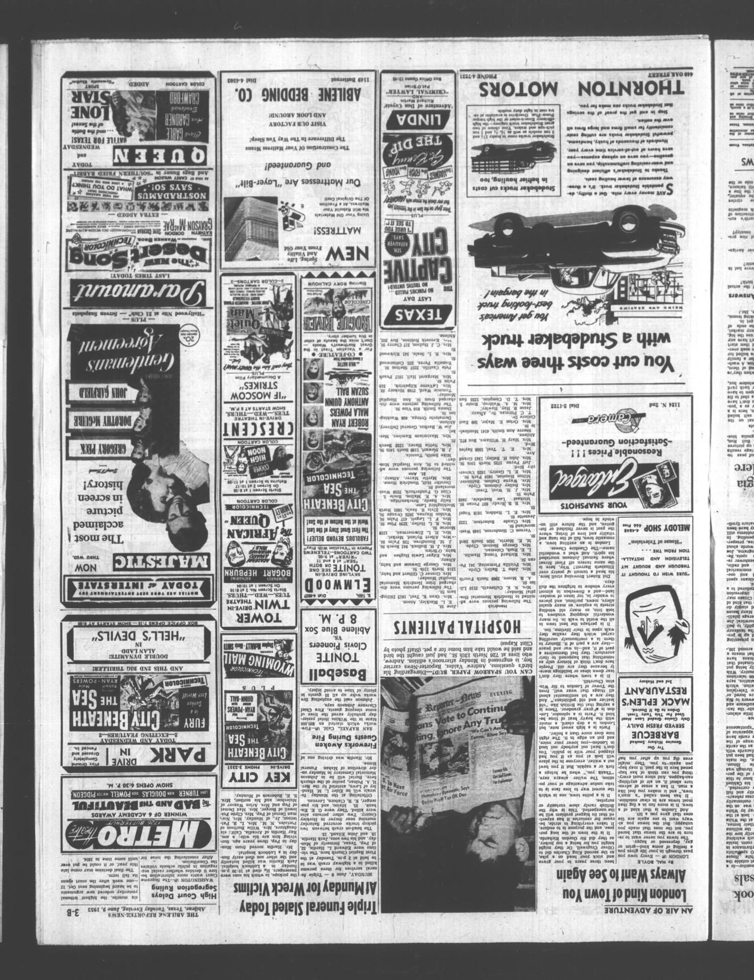 The Abilene Reporter-News (Abilene, Tex.), Vol. 72, No. 305, Ed. 2 Tuesday, June 9, 1953
                                                
                                                    [Sequence #]: 17 of 24
                                                
