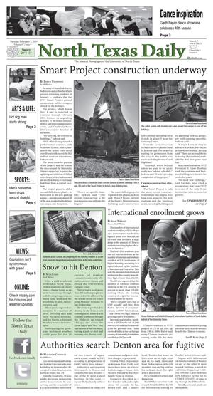 Primary view of object titled 'North Texas Daily (Denton, Tex.), Vol. 97, No. 9, Ed. 1 Tuesday, February 1, 2011'.