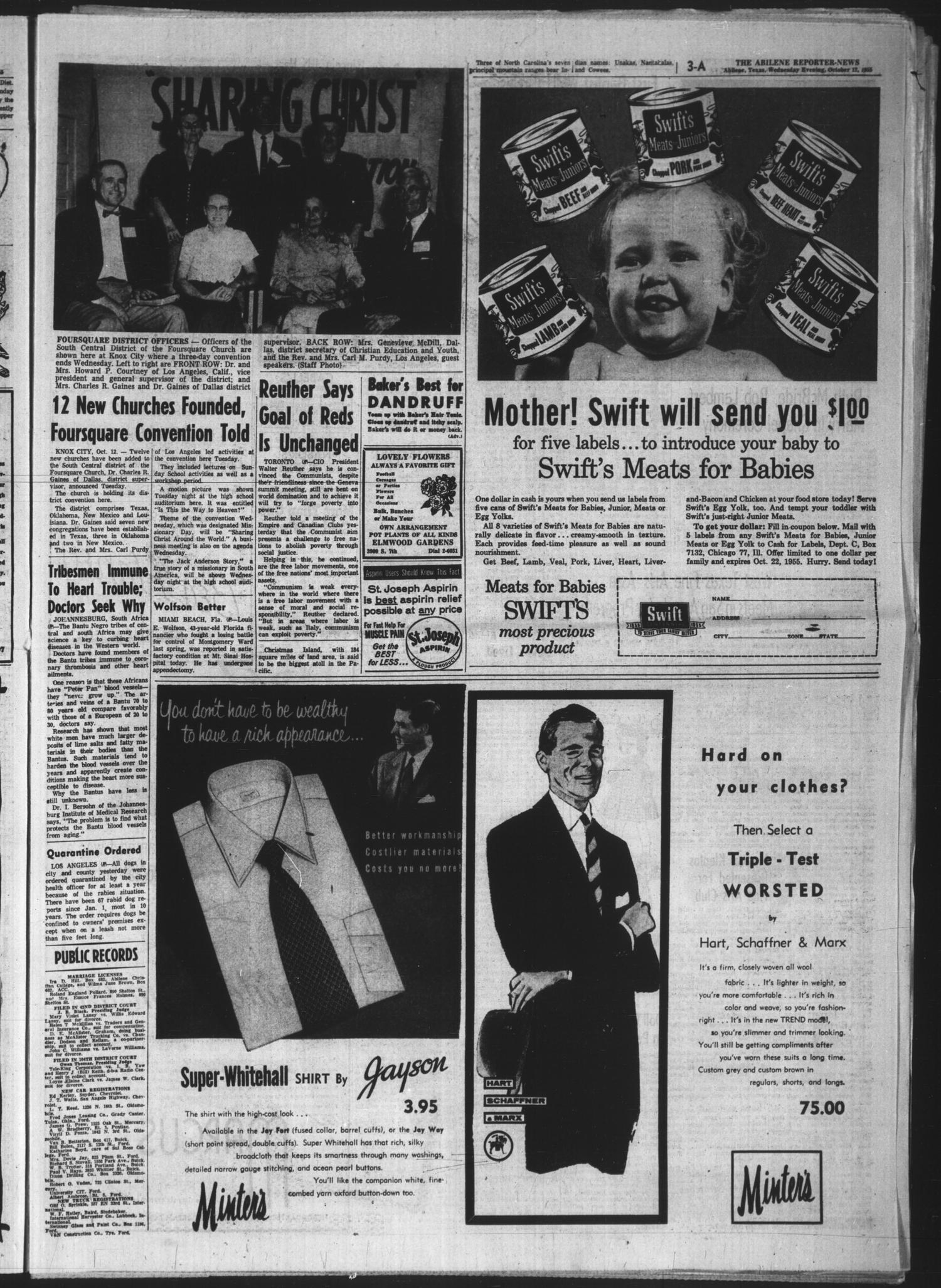 The Abilene Reporter-News (Abilene, Tex.), Vol. 75, No. 111, Ed. 2 Wednesday, October 12, 1955
                                                
                                                    [Sequence #]: 3 of 50
                                                