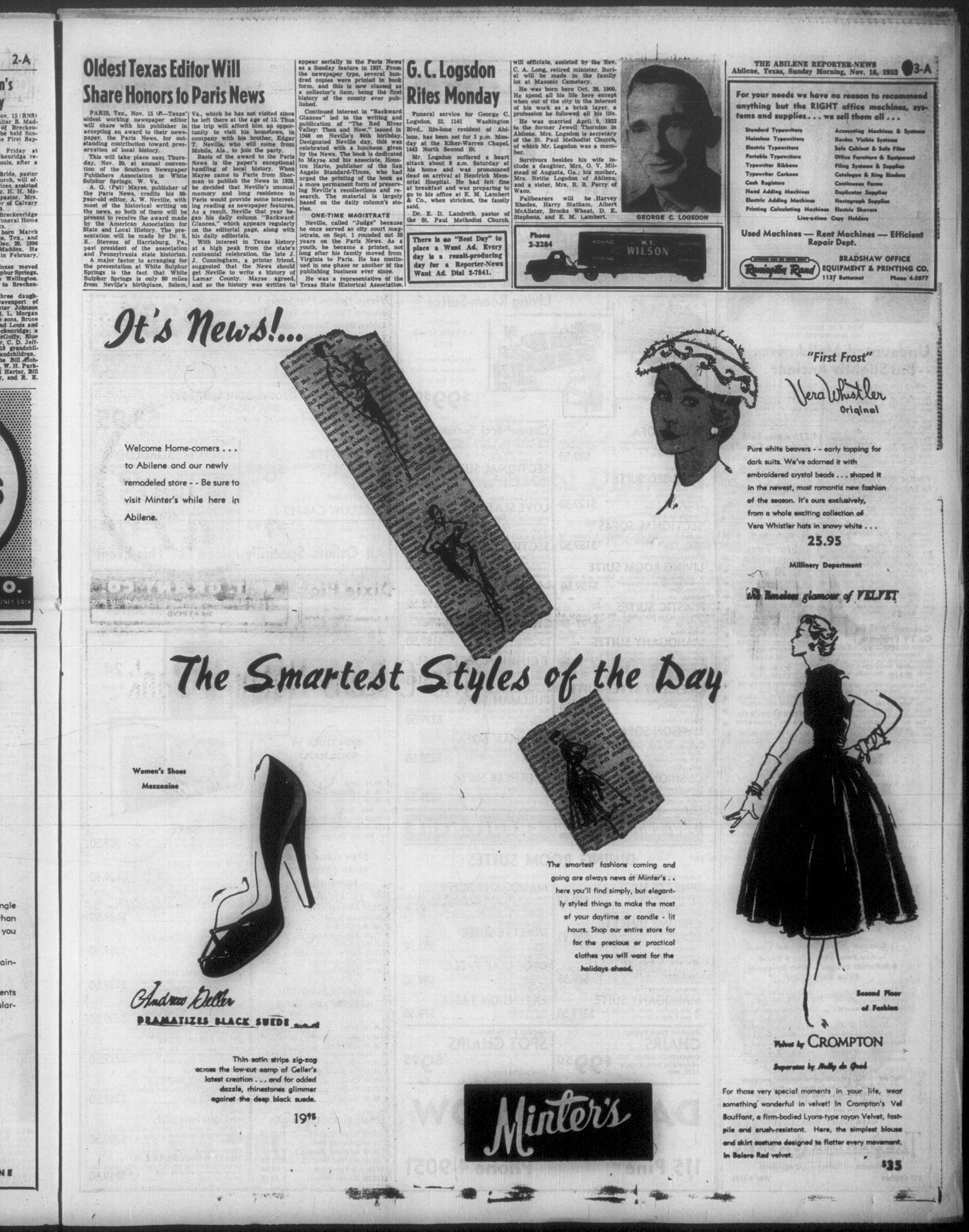 The Abilene Reporter-News (Abilene, Tex.), Vol. 72, No. 98, Ed. 1 Sunday, November 16, 1952
                                                
                                                    [Sequence #]: 3 of 54
                                                