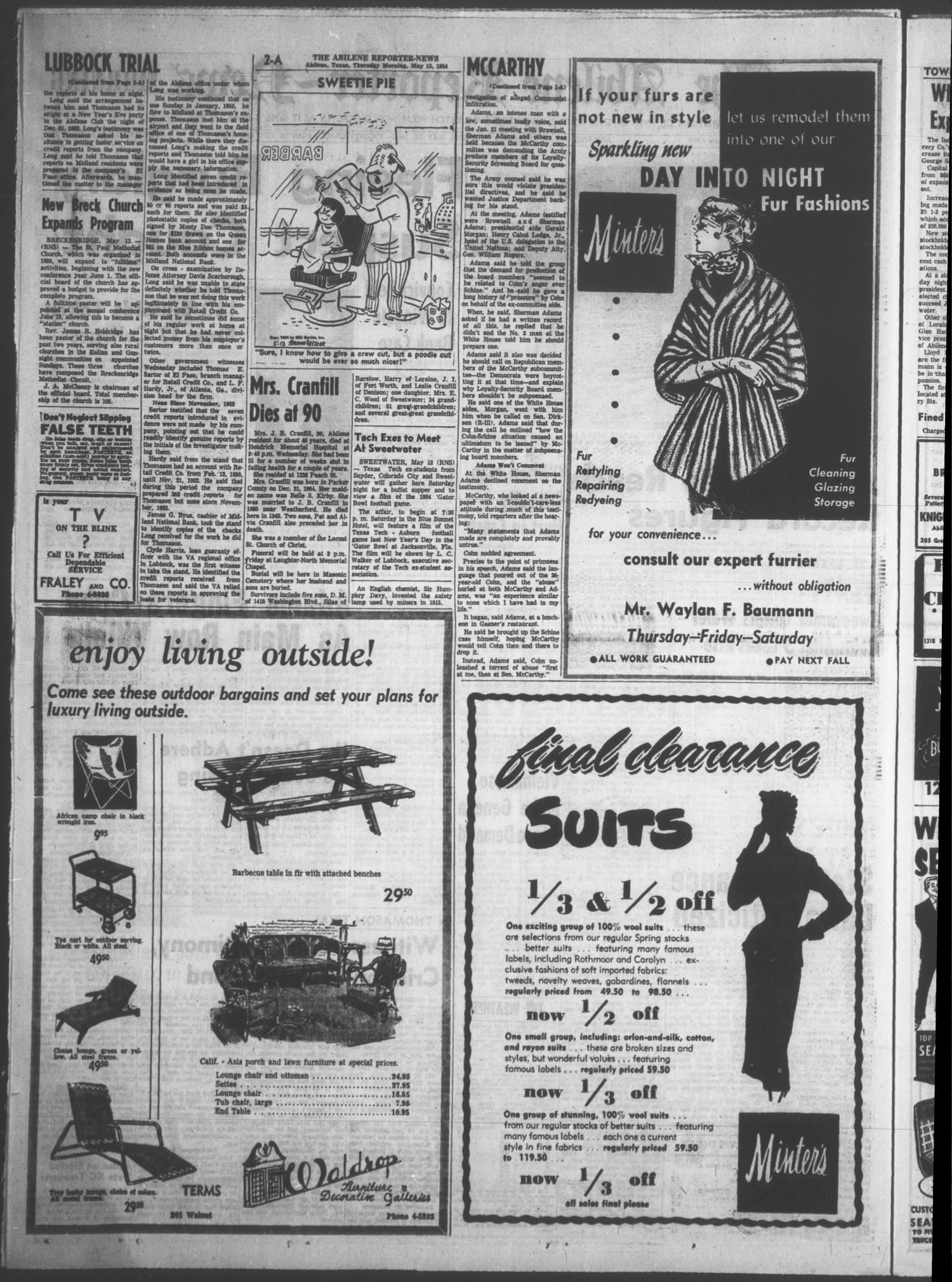 The Abilene Reporter-News (Abilene, Tex.), Vol. 73, No. 330, Ed. 1 Thursday, May 13, 1954
                                                
                                                    [Sequence #]: 2 of 30
                                                