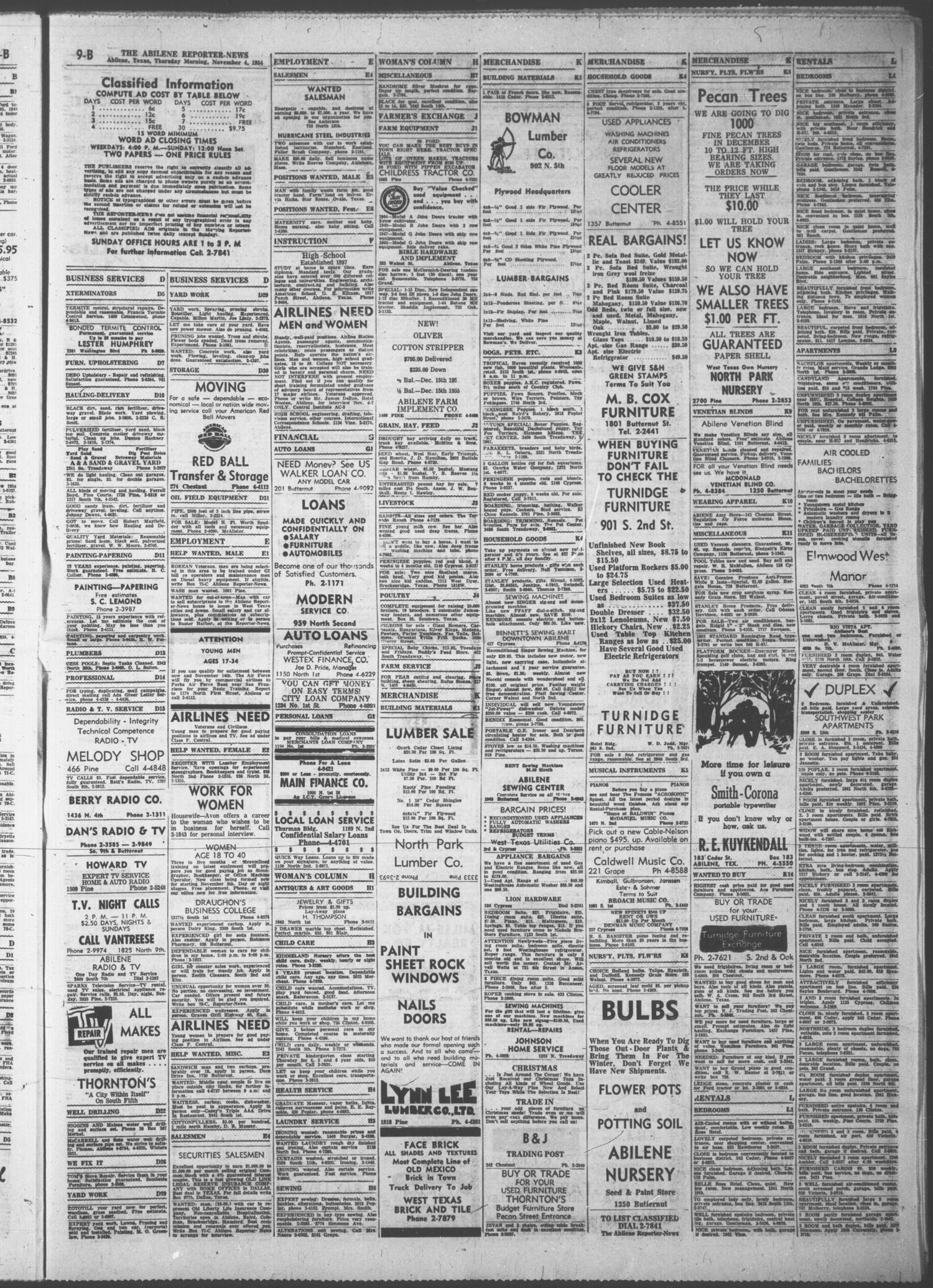The Abilene Reporter-News (Abilene, Tex.), Vol. 74, No. 138, Ed. 1 Thursday, November 4, 1954
                                                
                                                    [Sequence #]: 29 of 32
                                                