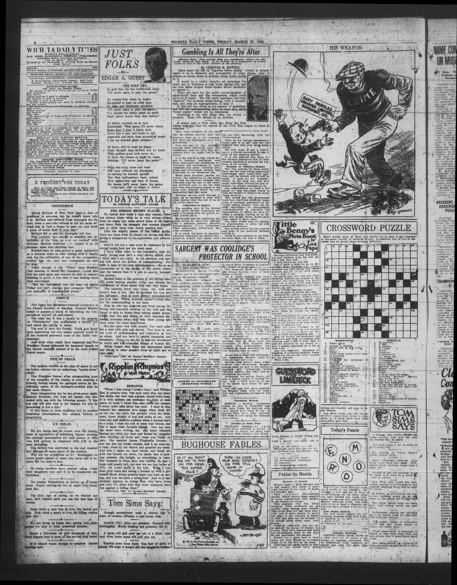 Wichita Daily Times (Wichita Falls, Tex.), Vol. 18, No. 318, Ed. 1 Friday, March 27, 1925
                                                
                                                    [Sequence #]: 8 of 20
                                                