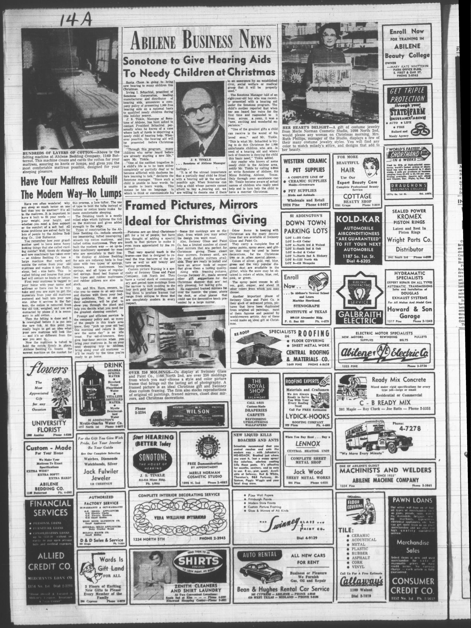 The Abilene Reporter-News (Abilene, Tex.), Vol. 75, No. 177, Ed. 1 Saturday, December 17, 1955
                                                
                                                    [Sequence #]: 14 of 22
                                                
