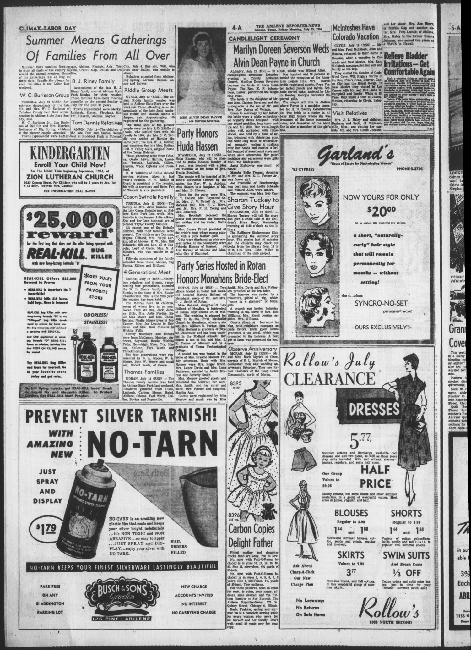 The Abilene Reporter-News (Abilene, Tex.), Vol. 76, No. 26, Ed. 1 Friday, July 13, 1956
                                                
                                                    [Sequence #]: 4 of 34
                                                