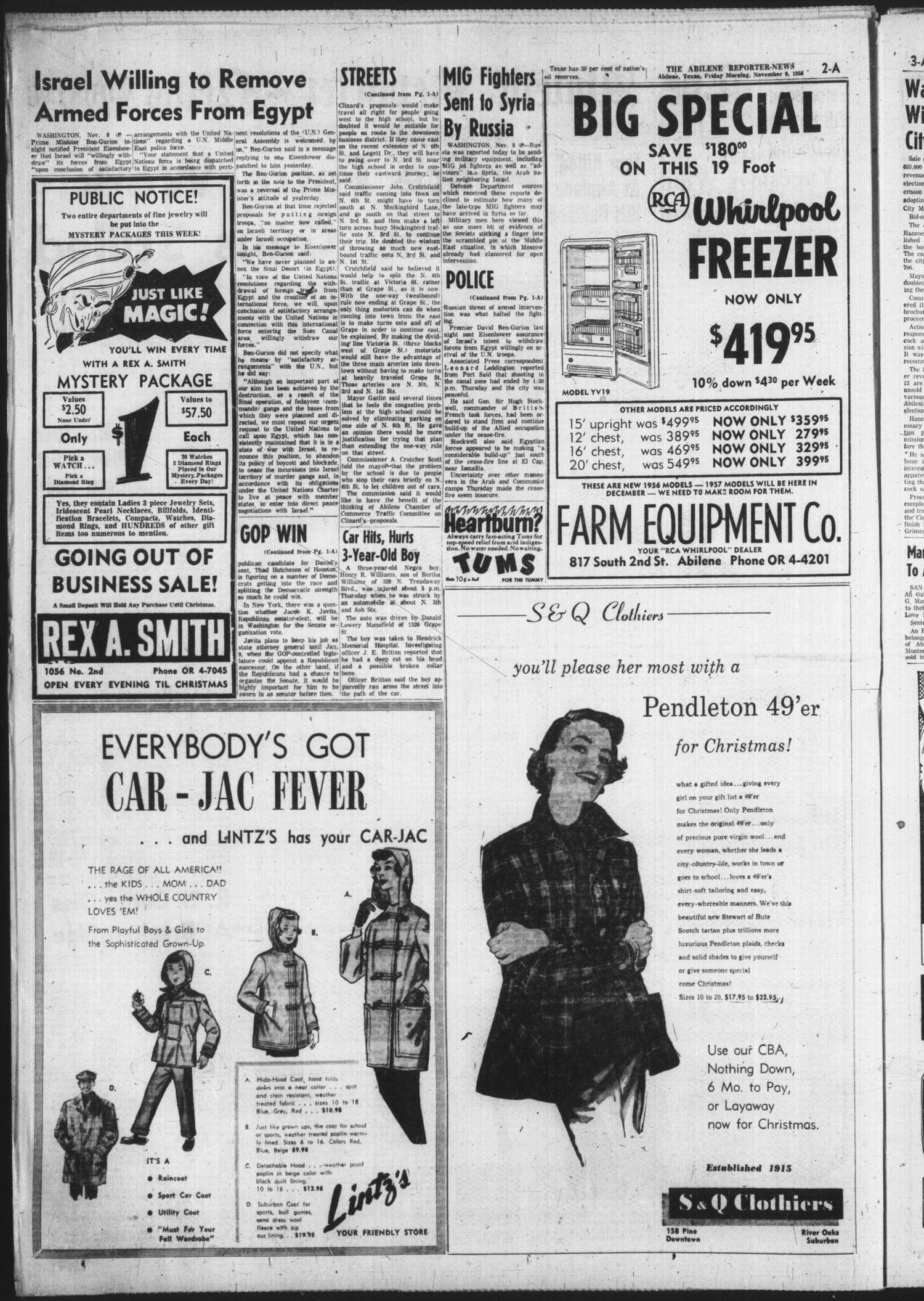 The Abilene Reporter-News (Abilene, Tex.), Vol. 76, No. 145, Ed. 1 Friday, November 9, 1956
                                                
                                                    [Sequence #]: 2 of 32
                                                