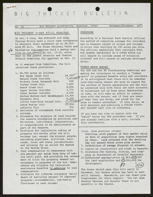 Primary view of object titled 'Big Thicket Bulletin, Number 15, November-December 1973'.