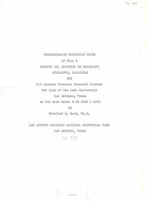 Comprehensive Microfilm Index of Roll 8: Archivo del Convento de Guadalupe, Guadalupe, Zacatecas