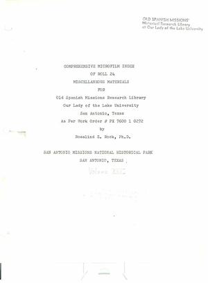 Comprehensive Microfilm Index of Roll 24: Miscellaneous Materials
