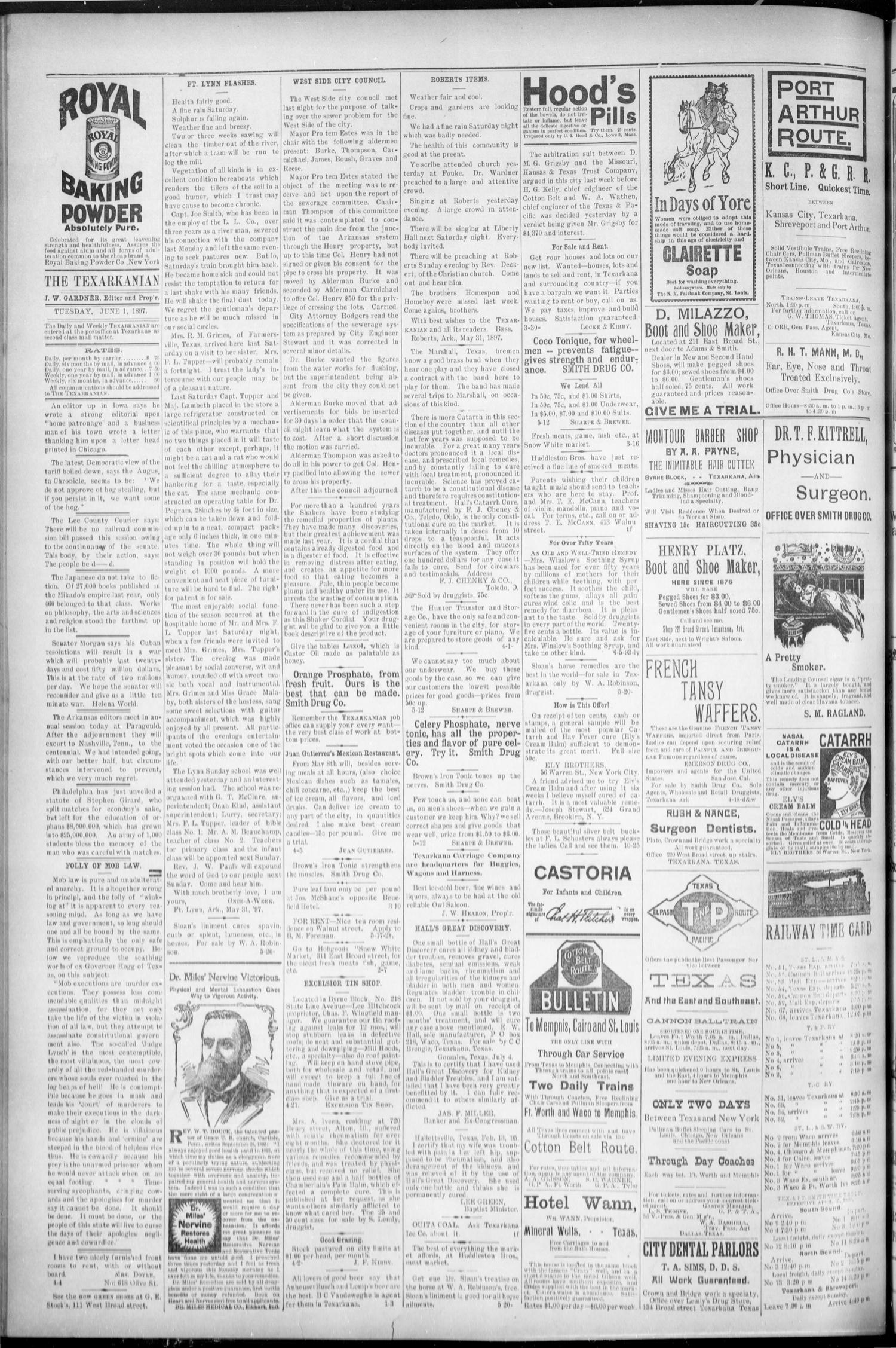 The Daily Texarkanian. (Texarkana, Ark.), Vol. 13, No. 254, Ed. 1 Tuesday, June 1, 1897
                                                
                                                    [Sequence #]: 2 of 4
                                                
