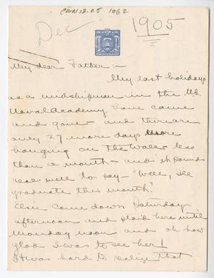 Primary view of object titled '[Letter from Chester W. Nimitz to William Nimitz, January 3, 1905]'.