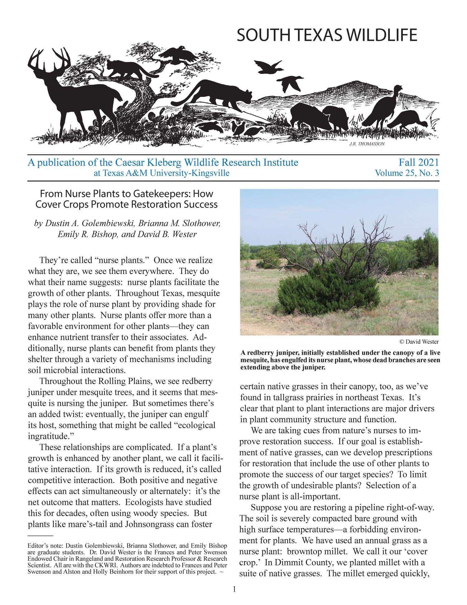South Texas Wildlife, Volume 25, Number 3, Fall 2021
                                                
                                                    1
                                                