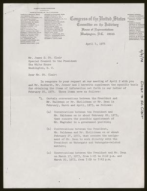 [Letter from John Doar to James D. St. Clair, April 4, 1974]