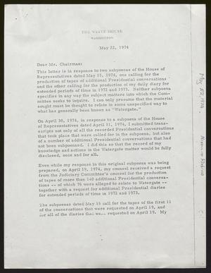 Primary view of object titled '[Letter from Richard Nixon to Peter W. Rodino, Jr., March 5, 1974]'.