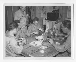 Primary view of object titled '[Soldiers Eating Dinner]'.