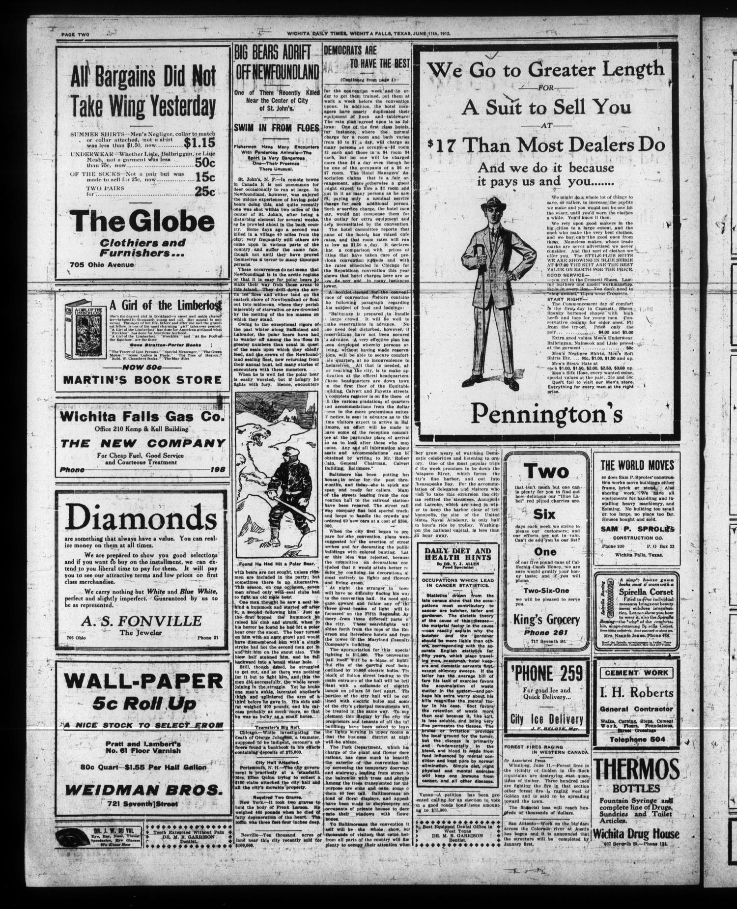Wichita Daily Times. (Wichita Falls, Tex.), Vol. 6, No. 25, Ed. 1 Tuesday, June 11, 1912
                                                
                                                    [Sequence #]: 2 of 8
                                                