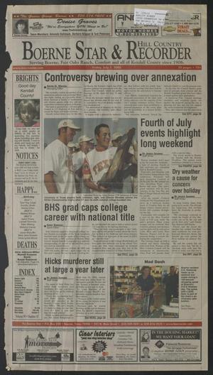 Primary view of object titled 'Boerne Star & Hill Country Recorder (Boerne, Tex.), Vol. 99, No. 45, Ed. 1 Friday, July 1, 2005'.