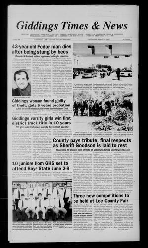 Primary view of object titled 'Giddings Times & News (Giddings, Tex.), Vol. 117, No. 46, Ed. 1 Thursday, April 19, 2007'.