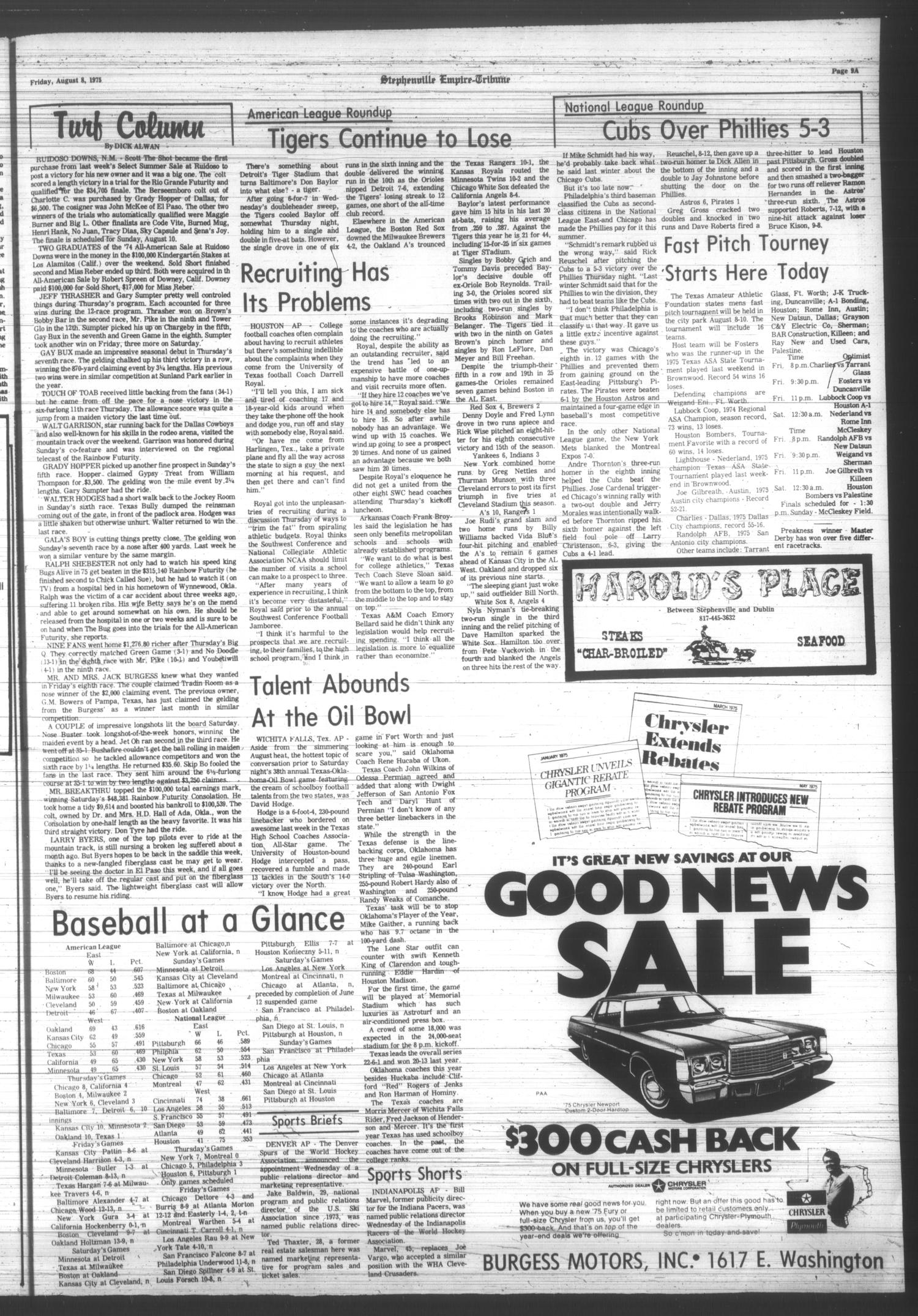 Stephenville Empire-Tribune (Stephenville, Tex.), Vol. 106, No. 182, Ed. 1 Friday, August 8, 1975
                                                
                                                    [Sequence #]: 9 of 10
                                                