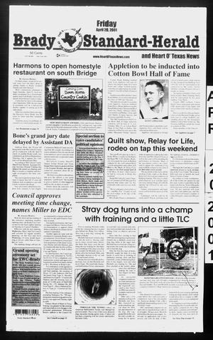 Primary view of object titled 'Brady Standard-Herald and Heart O' Texas News (Brady, Tex.), Ed. 1 Friday, April 20, 2001'.