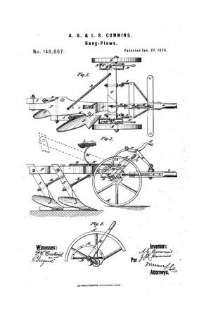 Primary view of object titled 'Improvement in Gang-Plows.'.