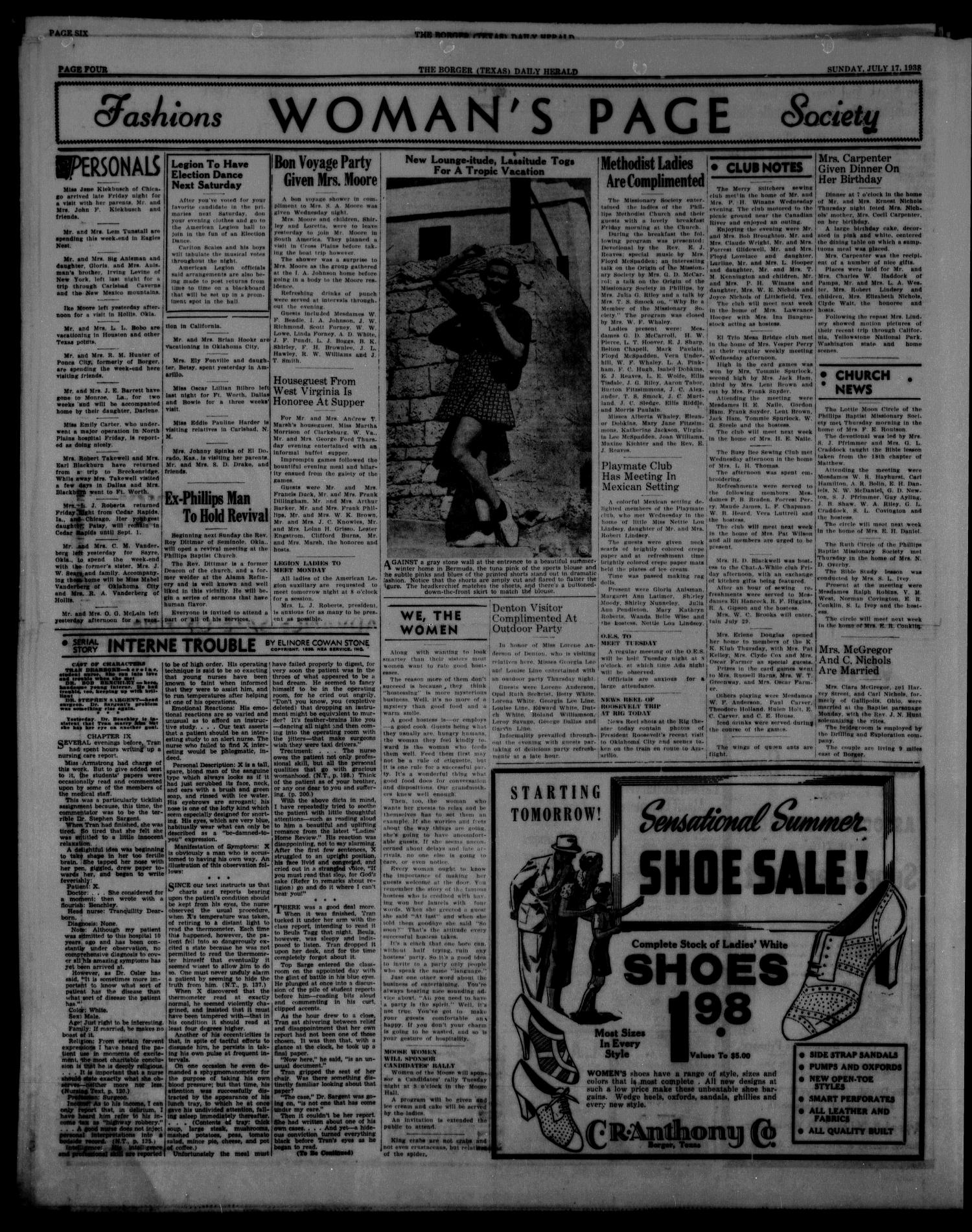 Borger Daily Herald (Borger, Tex.), Vol. 12, No. 205, Ed. 1 Sunday, July 17, 1938
                                                
                                                    [Sequence #]: 4 of 8
                                                