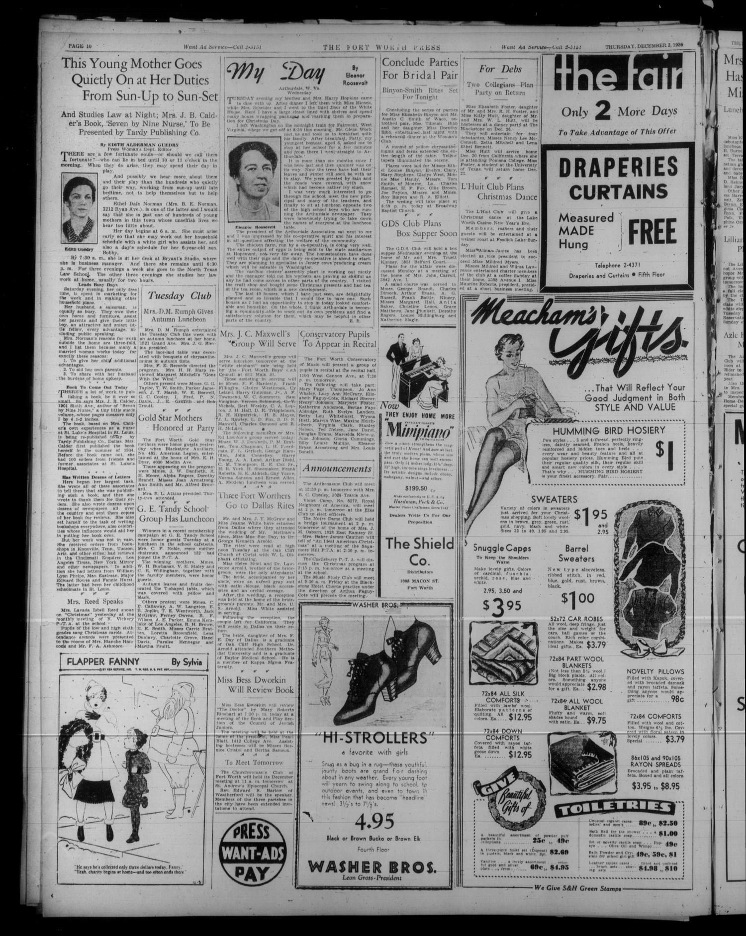The Fort Worth Press (Fort Worth, Tex.), Vol. 16, No. 53, Ed. 1 Thursday, December 3, 1936
                                                
                                                    [Sequence #]: 8 of 14
                                                