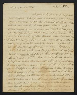 Primary view of [Letter from Elizabeth Upshur Teackle to her sister, Ann Upshur Eyre, September 8, 1811]