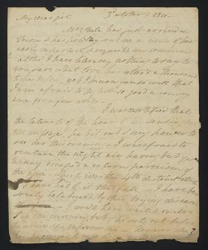 Primary view of [Letter from Elizabeth Upshur Teackle to her sister, Ann Upshur Eyre, October 3, 1811]