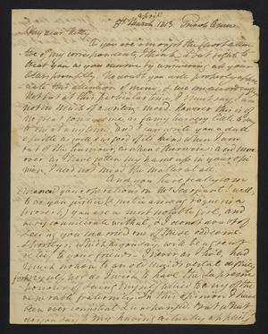 Primary view of object titled '[Letter from Elizabeth Upshur Teackle to Esther Maria Fisher Teackle, April 5, 1813]'.